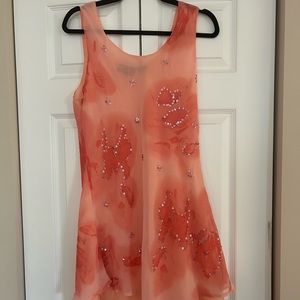 Tropical Fashion-Peach coverup, sequins, worn 1x, XL, but runs small, 100% Rayon